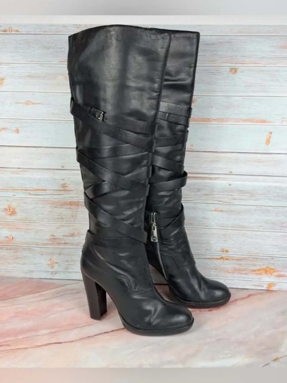 NWOT MICHAEL Michael Kors Greenwich Knee High black leather boots